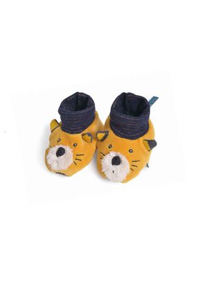 Sapatos Para Bebê Em Tecido Les Moustaches Gatinho Amarelo Moulin Roty