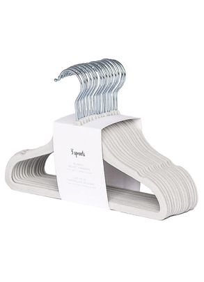 Cabides Antiderrapantes de Veludo Cinza Claro 3 Sprouts (15 Unidades)