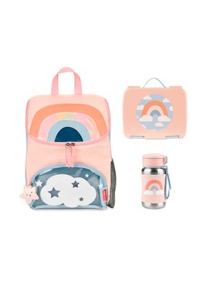 Kit com Mochila escolar Bento box e garrafa inox Spark Style Arco-íris Skip Hop