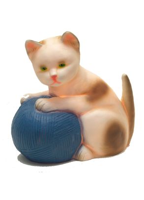 Luminária Abajur Infantil Gatinho com Lã Azul Egmont Toys
