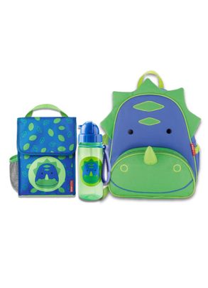 Kit com Mochila Infantil Lancheira Térmica e Garrafa Flip Zoo Dino Skip Hop