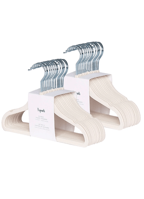 Cabides Antiderrapantes de Veludo Creme 3 Sprouts (15 Unidades)