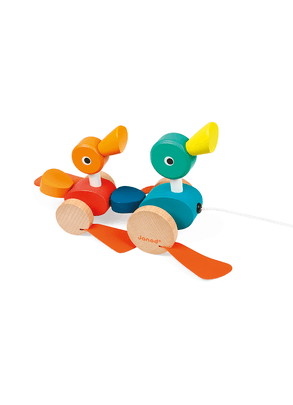 Brinquedo de Madeira Patos Para Passear Com Rodinhas Janod