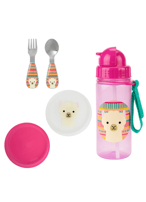 Kit com 2 Pratos, Talheres e Garrafa Flip Zoo Lhama Skip Hop