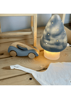 Luminária Abajur Infantil Cogumelo Azul Jeans Pequena Egmont Toys