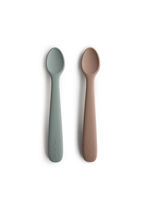 Kit com Duas Colheres de Silicone Rosa e Cinza Mushie