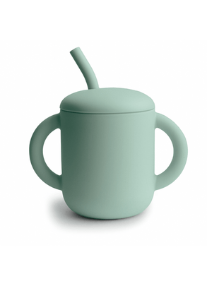 Copo de Treinamento com Canudo de Silicone Verde Mushie