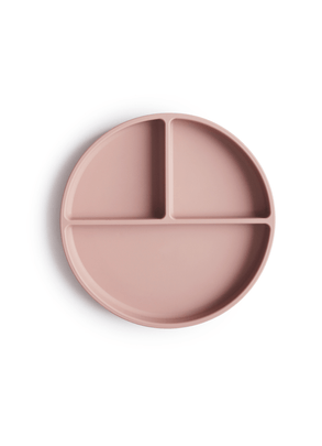 Prato de Silicone com Divisórias e Ventosa Rosa Mushie