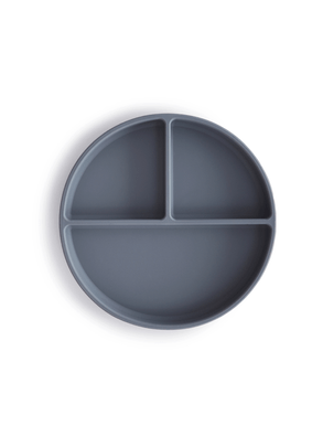 Prato de Silicone com Divisórias e Ventosa Azul Mushie