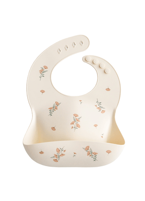 Babador Cata-Migalhas De Silicone Flores Rosa Mushie