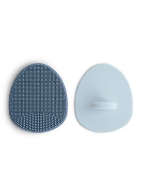 Escovas Para Crosta Láctea De Silicone Azul Mushhie