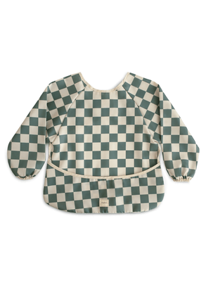 Babador De Manga Longa De Silicone Xadrez Aveia E Verde Mushie