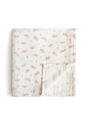 Manta Algodão Flores Rosa Mushie