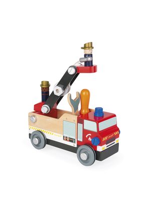 Brinquedo De Madeira Caminhão De Bombeiros Com 45 Peças Brico Kids Janod