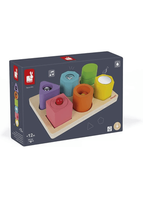 Brinquedo De Madeira Encaixa Formas Interativo 7 Peças Janod