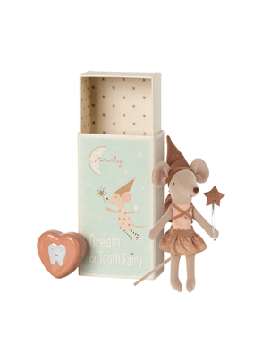 Kit Pelúcia Ratinha Fada Do Dente Com Caixa De Fósforo Rosé Maileg