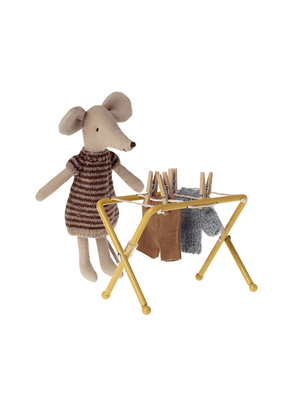 Brinquedo Mini Varal De Roupas Amarelo Para Ratinho Maileg