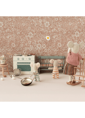 Brinquedo Kit Mini Jogo De Cozinha Com Fogão Azul, Talheres, Panelas E Comidinhas Para Ratinho Maileg