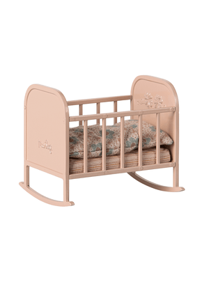 Brinquedo Kit Mini Berço Rosa Com Travesseiro E Colchão Para Ratinho Maileg