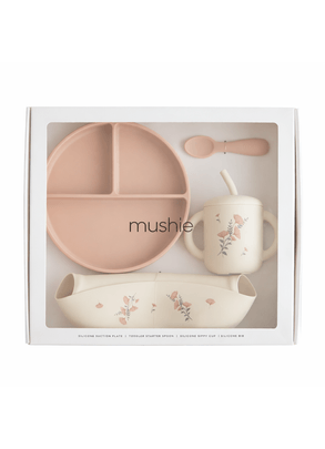 Kit Alimentação Silicone Flores Rosa Mushie